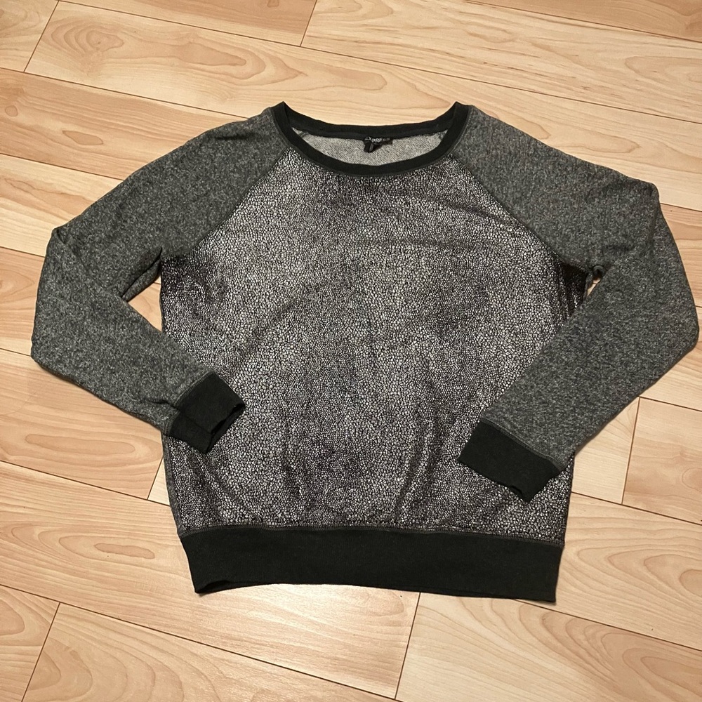 Express Gray and Black Crew Neck Sweater